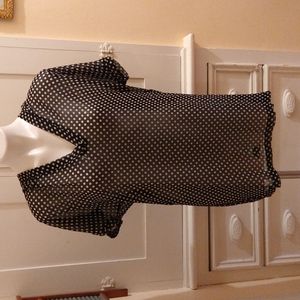 NWOT Jones New York sheer black/white top Sz S